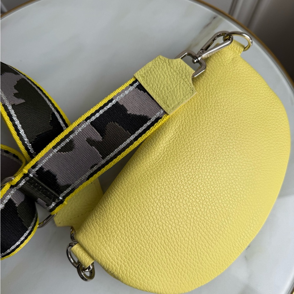 NWOT Italian BORSE & PELLE Yellow Leather Crossbody Bag